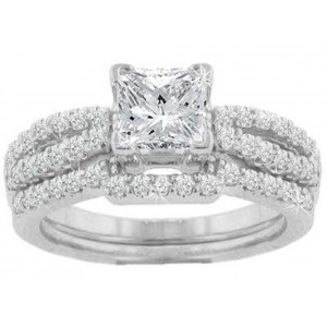 1.96 CT Women's Princess Cut Diamond Engagement Ring